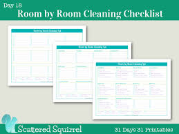 day 18 room by room cleaning checklists scattered squirrel