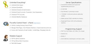 Unlimited Disk Space Unlimited Bandwidth Unlimited Domains Sub Domains Data Driven Mysql Email Account
