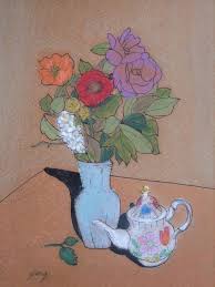 Maybe you would like to learn more about one of these? Flowers Of Various Colors In Blue Vase With Flower Painted Teapot Painting By Jung Nowak Saatchi Art