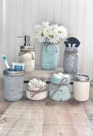 Add A Rustic Farmhouse Touch Of Decor And Keep All Of Your Bathroom Accessories Organized With Mason Jar Bathroom Organizer Mason Jar Crafts Diy Mason Jar Diy