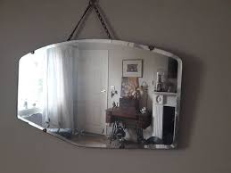 Elegant Vintage Frameless Mirror With Decorative Floral Detailing Bevelled Edge And Art Deco Style Hanging Frameless Mirror Beautiful Mirrors Art Deco Fashion