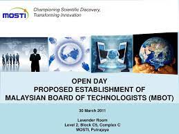 Find a translation for malaysia board of technologists in other languages: Ppt Open Day Proposed Establishment Of Malaysian Board Of Technologists Mbot Powerpoint Presentation Id 4752390
