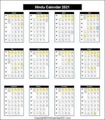 Hindu Calendar 2021 With Tithi Panchang