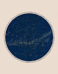 Antique Constellation Map Celestial Chart Print In Circular Format