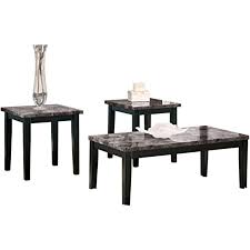 Includes 1 coffee table and 2 end tables. Amazon Com Coaster Home Furnishings 3 Piece Occasional Table Set With Marble Looking Top Black Furniture Decor