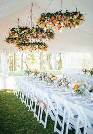 Get ready to be blown away by these blooms. Tent Wedding Decor With Flower Hanging Centerpiece Marquee Wedding Floral Chandelier Floral Wedding