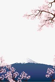 Cherry Fuji Mountain Pink Cherry Blossoms Mount Fuji Png Image Japanese Background Japan Illustration Fuji Mountain