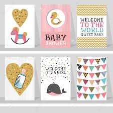 Creative cards & gifts, dickinson, north dakota. Set Of 6 Cute Creative Cards Baby Shower Design Hand Drawn Card Royalty Free Cliparts Vectors And Stock Illustration Image 84335175