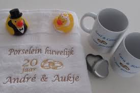 Porseleinen Huwelijk Cadeau 20 Jaar Getrouwd Huwelijkscadeau Borduur Kado