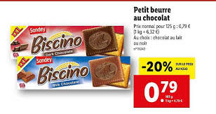 Offre Petit Beurre Au Chocolat Biscino Sondey 20 Sur Le Prix Au Kilo Chez Lidl