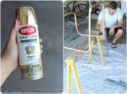 Chrome Chairs Go Gold A Game Table How To Spray Paint Metal Painted Metal Chairs Chrome Chair Metallic Spray Paint