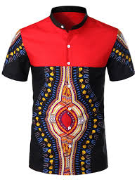 tribal print button decoration casual shirt