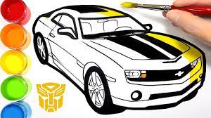 Artstation vehicle artworks elisabeth lizkay kiss. Bumblebee Car Chevrolet Camaro Drawing And Coloring Pages For Kids Learn Colors Bonbon Toy Art Youtube