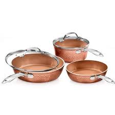 Gotham Steel Hammered Copper 5 Piece Ceramic Non Stick Cookware Set In 2020 Cookware Set Ceramic Cookware Copper Cookware
