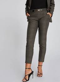 Pantalon de tailleur en tissu extensible. Pantalon Slim 7 8 Eme A Carreaux Chocolat Morgan Femme Place Des Tendances