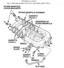 There are numerous springs and other components you must remove and/or replace in the process. 1999 Honda Accord Upper Intake Manifold Diagram Engine