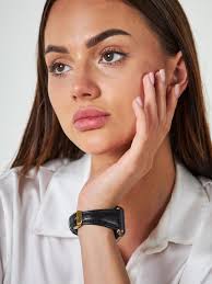 Black Leather Apple Watch Slim Strap