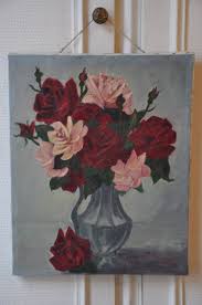 Vintage French Oil Painting Red Rose Floral Bouquet Art Old Etsy Painting French Paintings Flower Pictures The antique boutique ® | ruby lane.