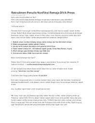 Maybe you would like to learn more about one of these? Doc Rekruitmen Penulis Non Fiksi Remaja Diva Press Siti Fatonah Academia Edu