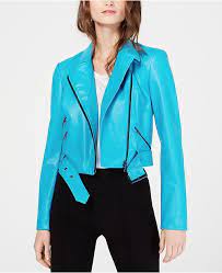 Inc International Concepts I N C Contrast Zip Faux Leather Moto Jacket Created For Macy Blazer Jackets For Women Faux Leather Moto Jacket Leather Moto Jacket