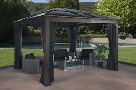 Amazon Com Sedona 12 X14 Dark Brown 53 Hard Top Sun Shelter Aluminum Structure 8mm Polycarbonate Roof 2 Tracks Mosquito Netting Included Pat Dengan Gambar Kanopi