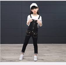 F8170 Latest Design Girls Top Elastic Knitting Kids Jumpsuit Denim Jeans Baby Clothing China Wholesal Kids Fashion Dress Baby Summer Dresses Jumpsuit For Kids