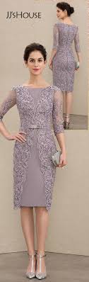 157 Sheath Scoop Neck Knee Length Satin Lace Mother Of The Bride Dress With Beading Bow S Lace Dress Bride Dress Cocktail Dress Lace