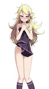 tsukishiro saika, ace trainer (pokemon), astrid (pokemon), creatures  (company), game freak, nintendo, pokemon, pokemon xy, highres, 1girl,  areola slip, blonde hair, blush, covering privates, crying, kneehighs, long  hair, nude cover, purple socks,