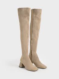 From trendy sneakers to warm, lined boots, we offer a wide variety of women's shoes for every occasion and season. Sand Leather Kid Suede Thigh High Boots Charles Keith Es