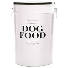 We have decorative dog crates that you will appreciate seeing in the home and your dog will not mind either. Large White Dog Food Storage Canister