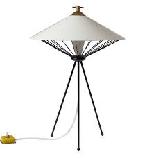 Stilnovo Aluminum Brass Tripod 1950s Modernist Italian Table Lamp Tripod Table Lamp Tripod Table Table Lamp Lighting