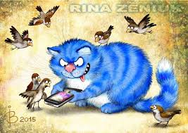 malenkij kotik nashel telefon ilustraciones de gato caricaturas de animales el gato azul