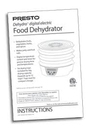 Dehydro electric food dehydrator kitchen appliances pdf manual download. Instruction Book For The Digital Dehydrator Dehydrators Presto