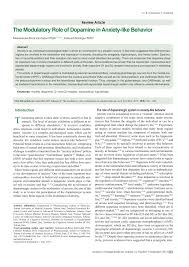 Pdf The Modulatory Role Of Dopamine In Anxiety Like Behavior