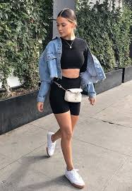 Black Biker Shorts Outfit Ideas 2019 Denim Jeans Outfits For Summer Fashion Trends Summer Fashion Trends Short Outfits Fashion