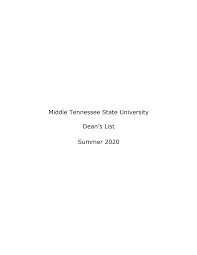 Middle Tennessee State University Summer 2020 Dean's List