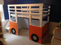 Convert space under a loft bed into storage and a desktop space. Surf Bus Or Van Loft Bed Ana White