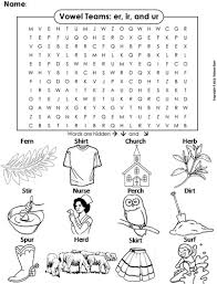 Vowel team worksheets to print what are the vowel team conventions? Er Ir Ur Vowel Team Phonics Worksheet Digraphs Word Search Coloring Sheet Teaching Resources