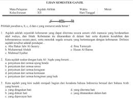 Soal ptsuts pjok kelas 3 sd dan kunci jawaban semester 1. Contoh Soal Uas Akidah Akhlak Kls Xii Ma Semester 1 Kurikulum 2013 File Guru Now