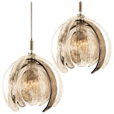 Pair Of Sculptural Artichoke Chandeliers By Carlo Nason For Mazzega Italy Chandelier Pendant Lights Glass Chandelier Glass Ceiling Lights