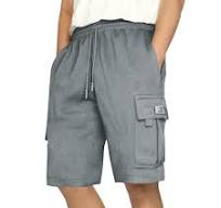 Men's Elastic Waist Cargo Shorts Casual Big and Tall Drawstring Classic Cargo Outdoor Work Shorts with Multi Pockets