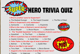 Nov 25, 2017 · easy halloween trivia questions & answers for kids. Free Printable Superhero Trivia Quiz