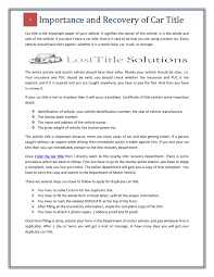 If you didn't commit your changes, in. Importance And Recovery Of Car Title By Lost Title Solutions Issuu