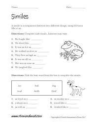 Printable Simile Worksheets Language Arts Pdfs Simile Worksheet Similes And Metaphors Simile