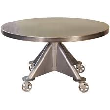 Vasagle 47 inches dining room table for 4, industrial style with heavy duty metal frame, 47.2 x 29.5 x 29.5 inches, rustic brown. Industrial Dining Table Steel With Round Top For Sale At 1stdibs