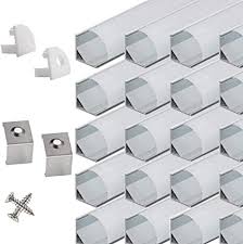 led aluminium eckprofil 45 grad 20x100cm led aluminium profil fur led streifen leisten mit weiss milchige abdeckung endkappen und montageklammer amazon de beleuchtung