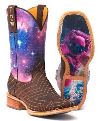 Tin Haul Brown Purple Stardust Leather Cowboy Boot