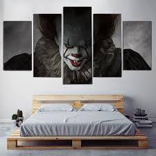 قماش اللوحة 5 قطع Pennywise مهرج ذلك الرعب مخيف Hd طباعة ملصق صورة غرفة نوم ديكور المنزل الرسم والخط Aliexpress