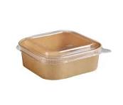 SQUARE PAPER BOWL For Salads and Food with Pet Lid Sealable 500ml x300pcs