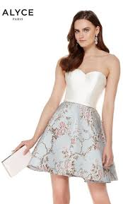 Alyce Paris 3779 Is A Strapless Sweetheart Cocktail Dress With A Mikado Bodice And A Floral Jacquard Skirt Lace Dress Casual Cocktail Dress